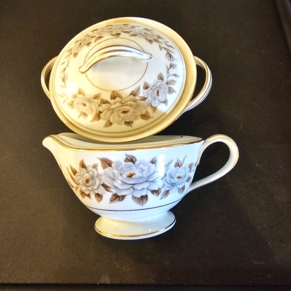 Vintage Noritake China Glenbrook Sugar with Lid and Creamer Set